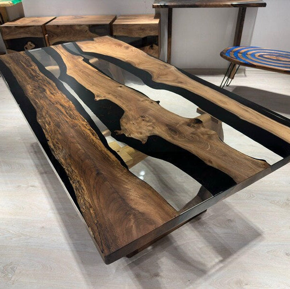 Handmade Walnut Epoxy Table - Stylish and Modern Table