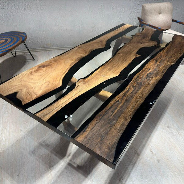 Handmade Walnut Epoxy Table - Stylish and Modern Table
