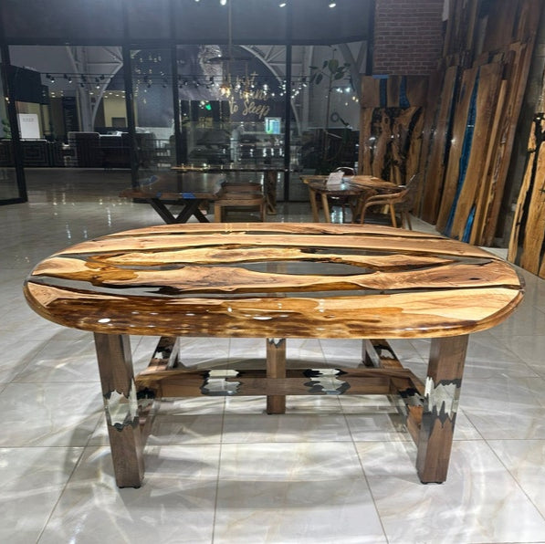 Ellipse Transparent Epoxy Walnut Table