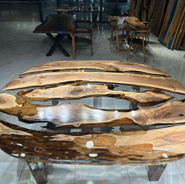 Ellipse Transparent Epoxy Walnut Table