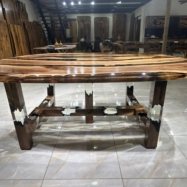 Ellipse Transparent Epoxy Walnut Table
