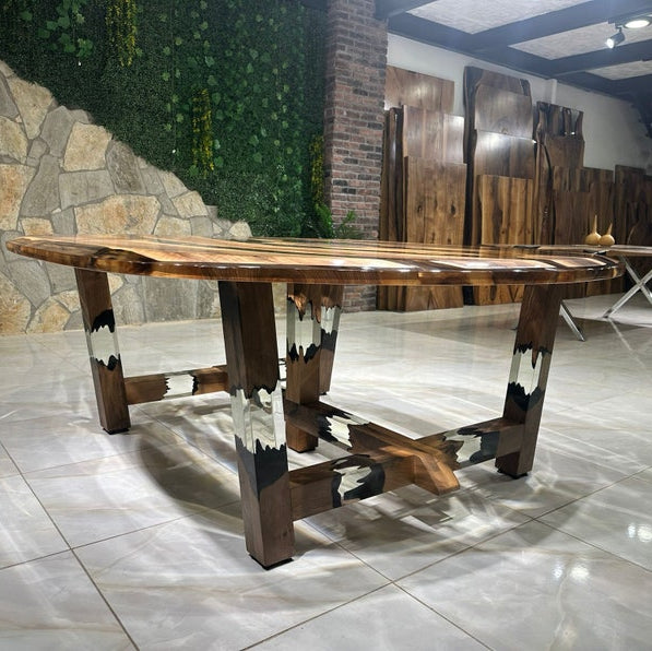 Ellipse Transparent Epoxy Walnut Table