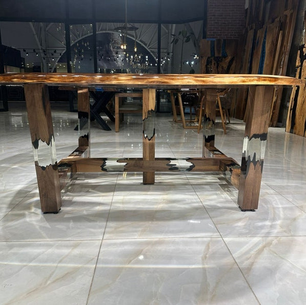 Ellipse Transparent Epoxy Walnut Table