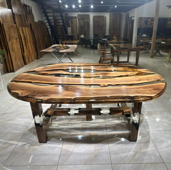 Ellipse Transparent Epoxy Walnut Table