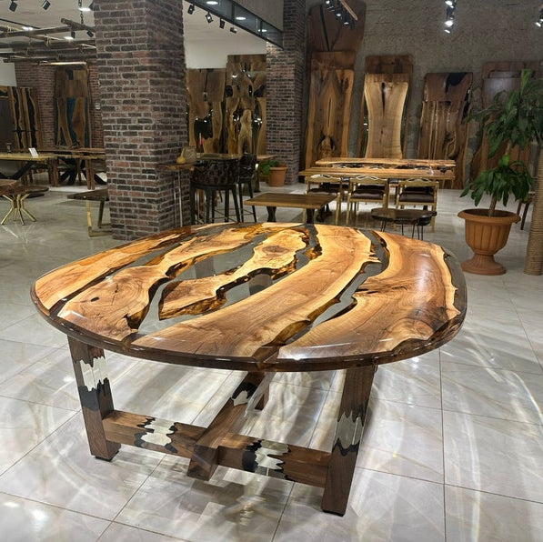 Ellipse Transparent Epoxy Walnut Table