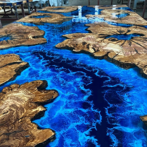 3D Ocean Sea Theme Decorative Resin River Epoxy Dining Table