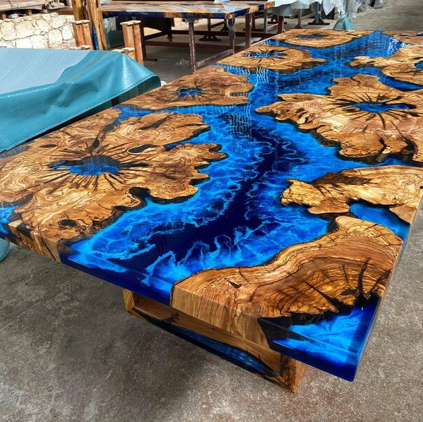 3D Ocean Sea Theme Decorative Resin River Epoxy Dining Table