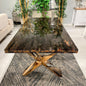 Special Tree Bark & Moss Epoxy Table, Resin Dining Table