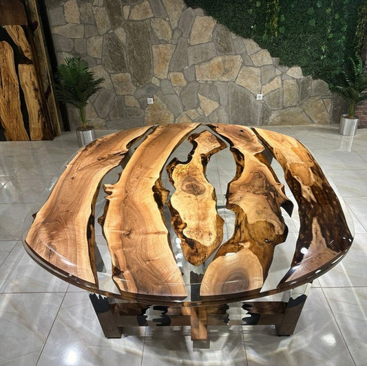 Ellipse Transparent Epoxy Walnut Table