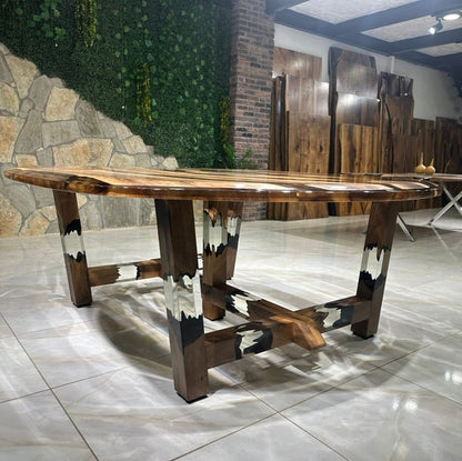Ellipse Transparent Epoxy Walnut Table