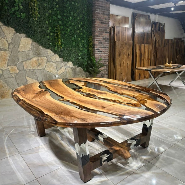 Ellipse Transparent Epoxy Walnut Table