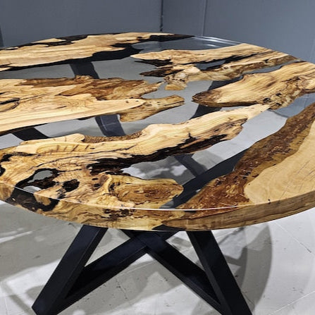 Custom Order Dining Table,Olive Tree Epoxy Dining Table,Epoxy Resin Round Table