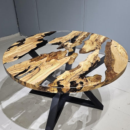 Custom Order Dining Table,Olive Tree Epoxy Dining Table,Epoxy Resin Round Table