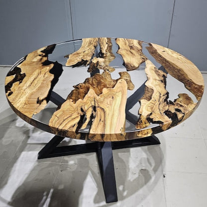 Custom Order Dining Table,Olive Tree Epoxy Dining Table,Epoxy Resin Round Table