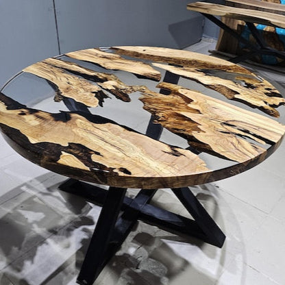 Custom Order Dining Table,Olive Tree Epoxy Dining Table,Epoxy Resin Round Table