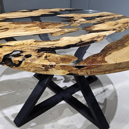 Custom Order Dining Table,Olive Tree Epoxy Dining Table,Epoxy Resin Round Table
