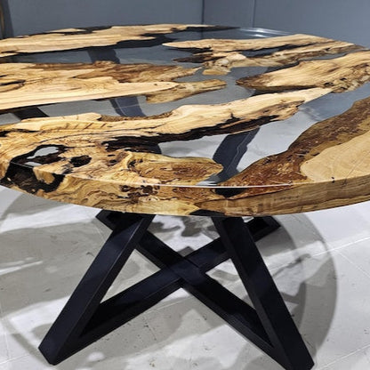 Custom Order Dining Table,Olive Tree Epoxy Dining Table,Epoxy Resin Round Table