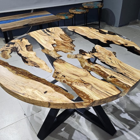 Custom Order Dining Table,Olive Tree Epoxy Dining Table,Epoxy Resin Round Table