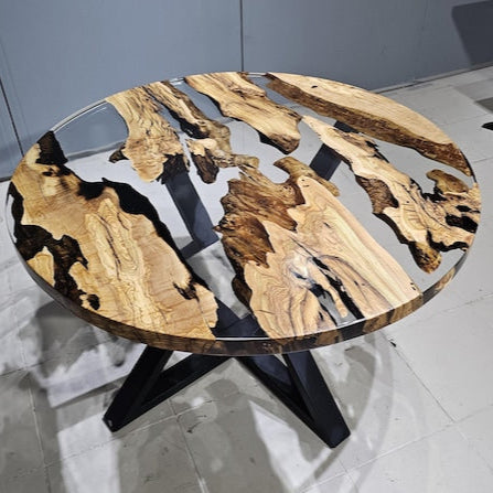 Custom Order Dining Table,Olive Tree Epoxy Dining Table,Epoxy Resin Round Table