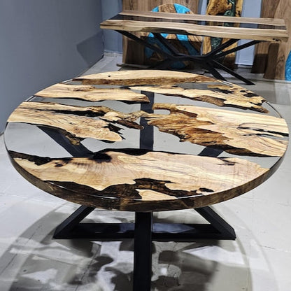 Custom Order Dining Table,Olive Tree Epoxy Dining Table,Epoxy Resin Round Table