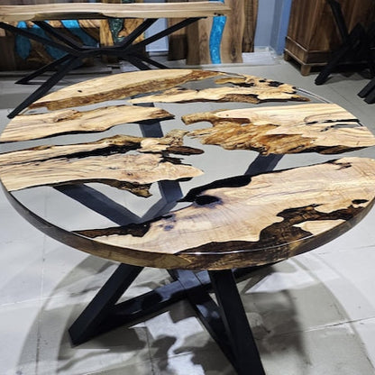 Custom Order Dining Table,Olive Tree Epoxy Dining Table,Epoxy Resin Round Table