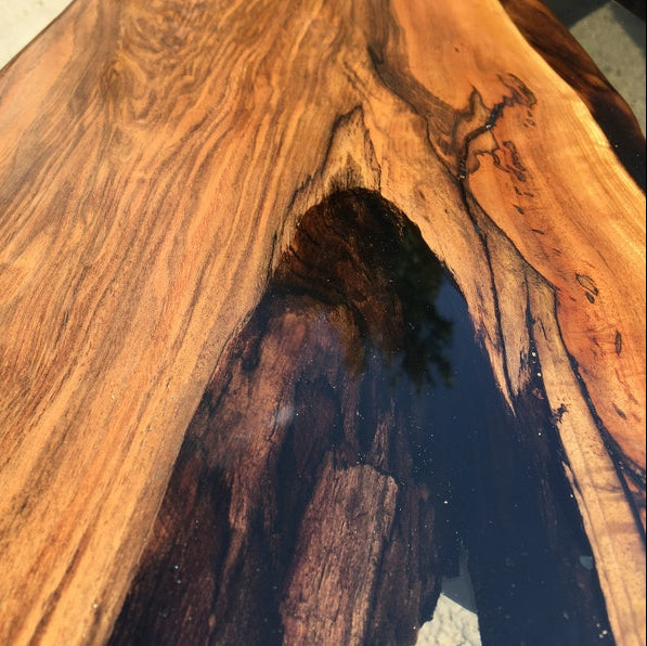 Walnut Clear Epoxy Table - Live Edge Table - Dining Table