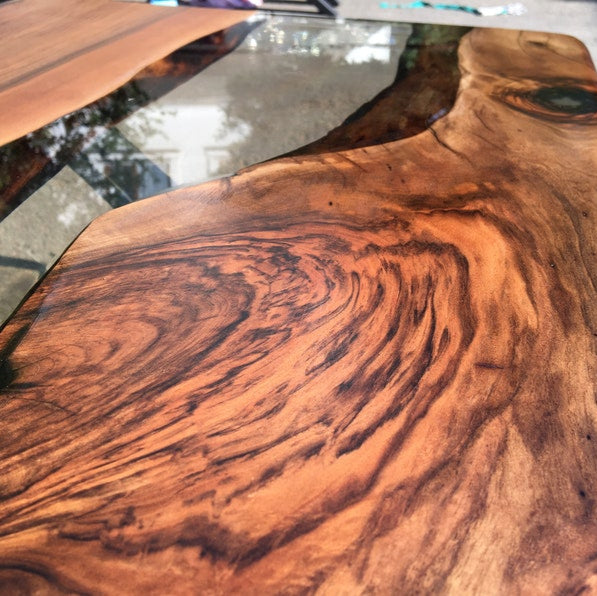 Walnut Clear Epoxy Table - Live Edge Table - Dining Table