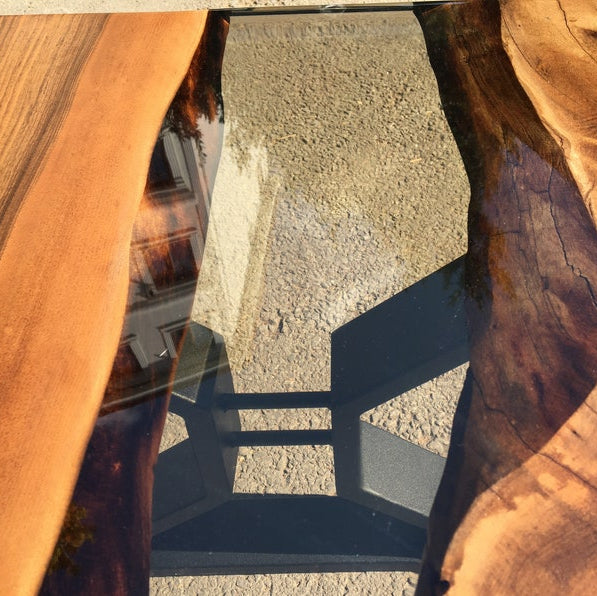 Walnut Clear Epoxy Table - Live Edge Table - Dining Table